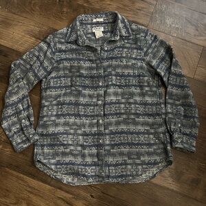 Women’s Blue and Gray Long Sleeve Button Up ARIAT Shirt Size Med